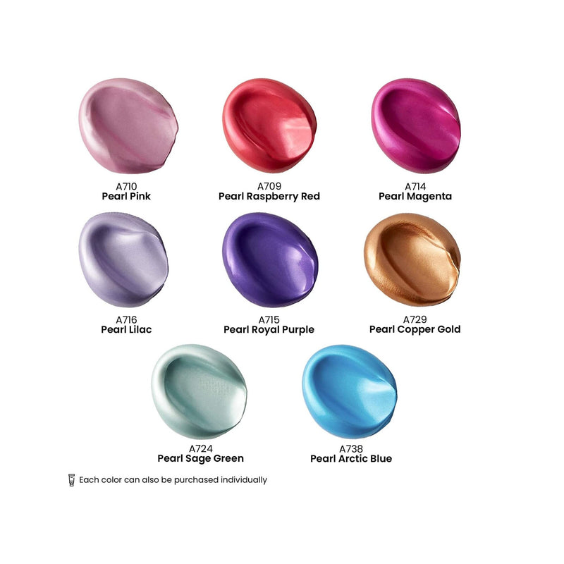 Metallic Acrylic Paint | Set of 8 | Color Vibrant Essentials | 4 oz Tubes