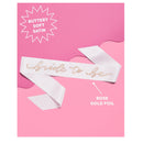 Xo | Fetti Bride To Be Sash | Bachelorette Party Decorations White + Rose Gold | Bridal Shower Gift | Bridesmaid Favors