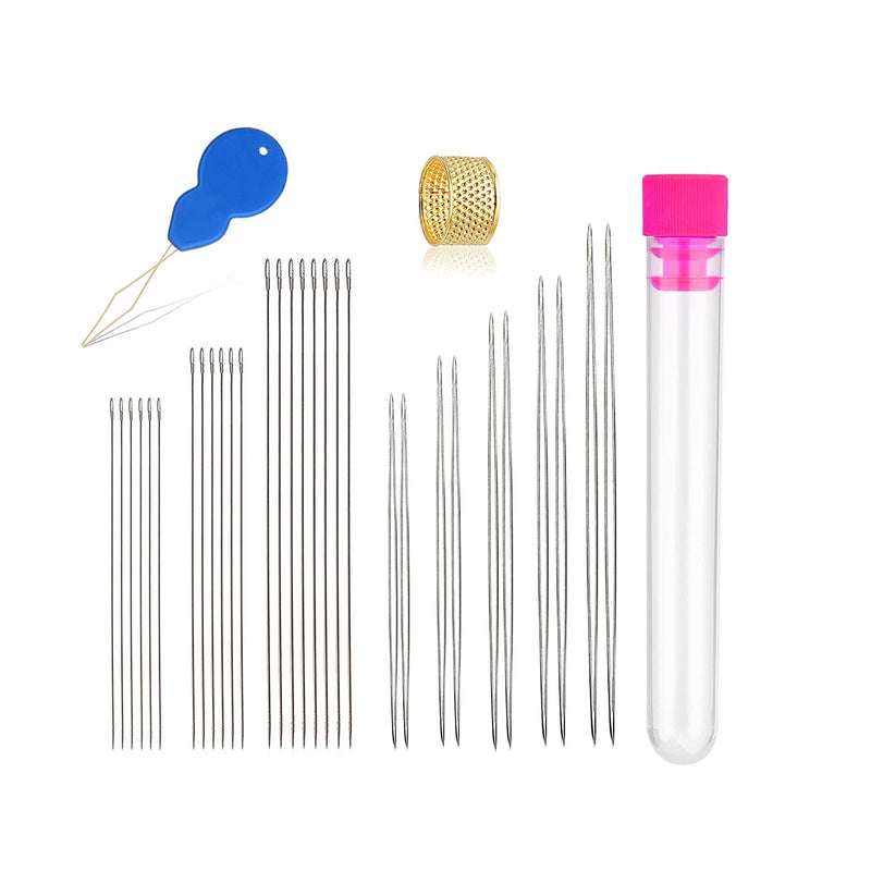 30 Pieces Beading Needles | Set 5 Size 10 Pieces Big Eye Needles and 20 Pieces Long Straight Needles with Bottle