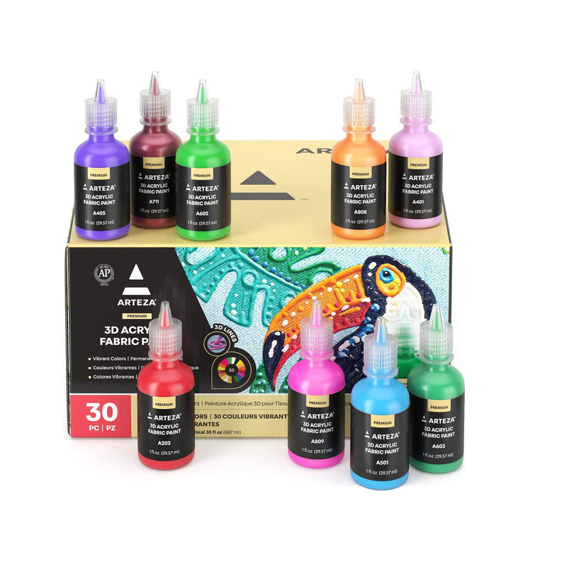 Fabric Paint | 30 Colors | Permanent 3D Paint | Glow-in-the-Dark