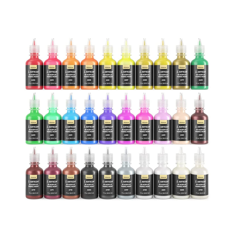 Fabric Paint | 30 Colors | Permanent 3D Paint | Glow-in-the-Dark