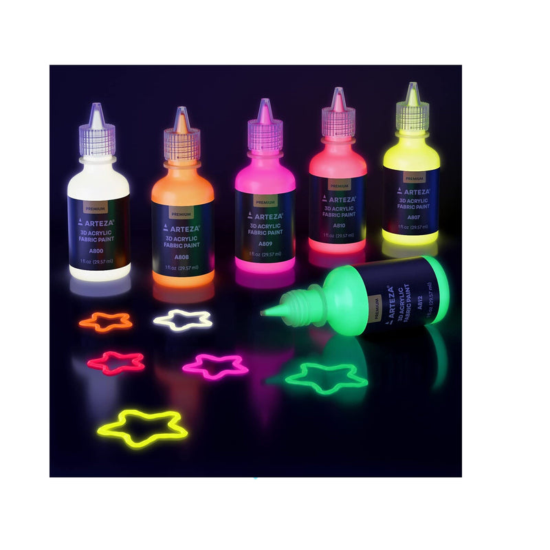 Fabric Paint | 30 Colors | Permanent 3D Paint | Glow-in-the-Dark