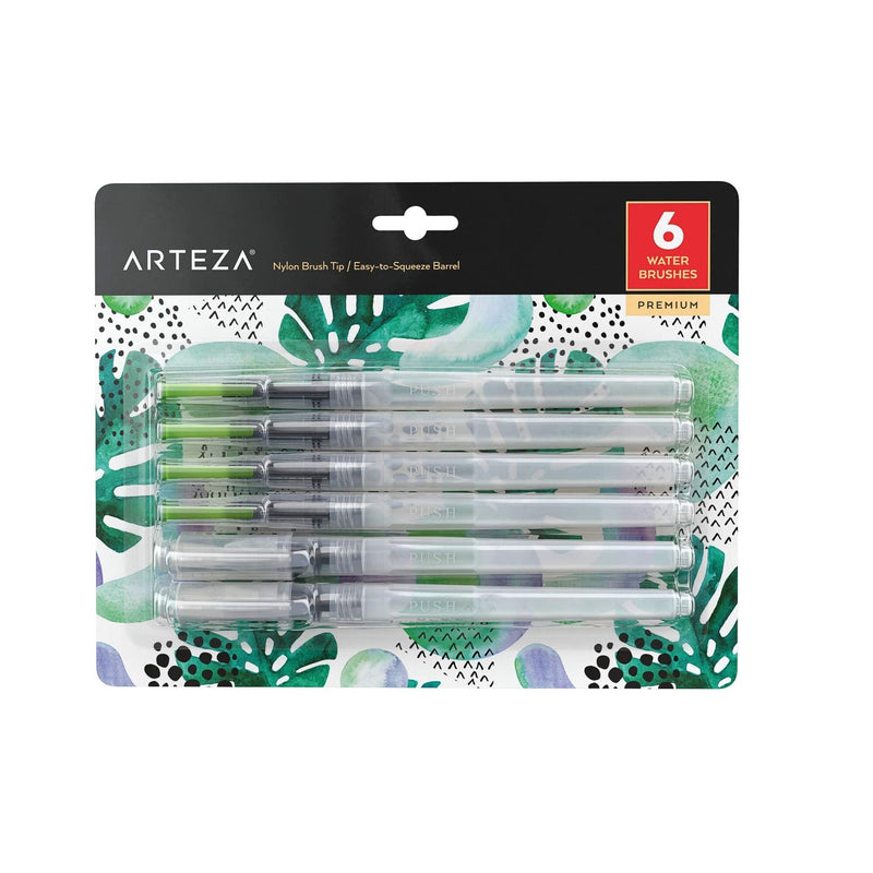 Water Brush Set of 6 | Fine, Medium & Broad Tips | Self-moistening