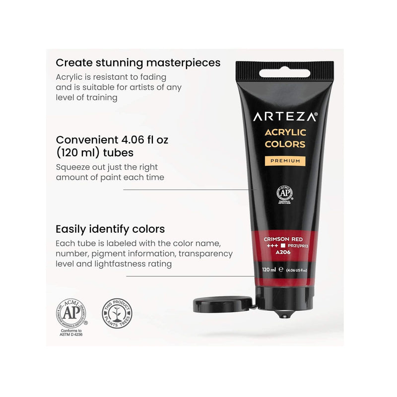 Acrylic Paint | Set 14 Colors | Tubes With Storage Box | 4.06 oz