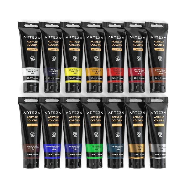 Acrylic Paint | Set 14 Colors | Tubes With Storage Box | 4.06 oz