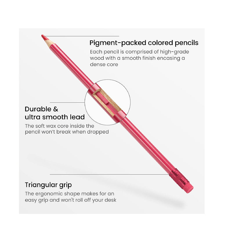 Triangular colour pencils, wallet of 48 with sharpener