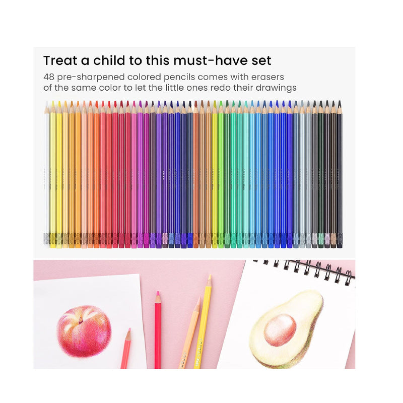 Leader Premium Pre-Sharpened Colored Pencil Set - 48 Colors New