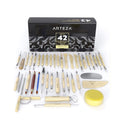 Pottery & Polymer Clay Tools | 42-Piece Sculpting Set | Steel Tip Tools with Wooden Handles for Pottery Modeling