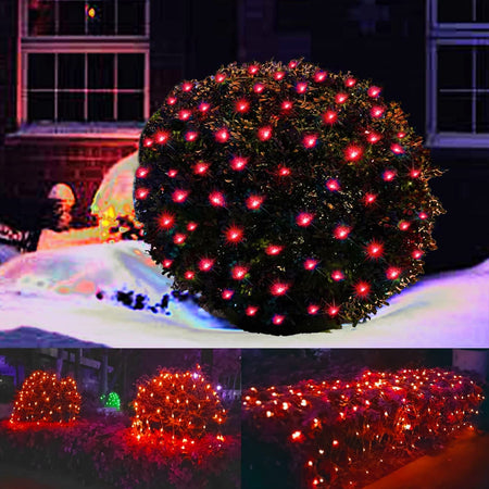 HISHINY Christmas Net Lights Outdoor Christmas Decorations | 5ftx5ft 100 LED Connectable Bush Christmas Lights Outdoor Yard Mesh Shrub