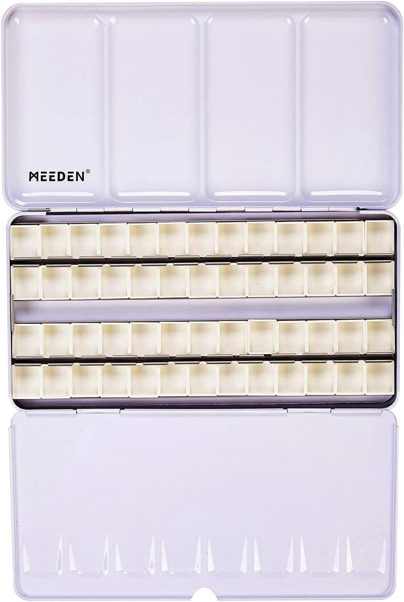 MEEDEN Empty Watercolor Tins Box Palette Paint Case | Large Colorful Tin with 52 Pcs Half Pans