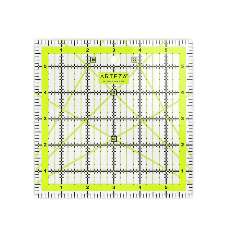 Acrylic Quilters Ruler & Non Slip Rings | Double-Colored Grid Lines | Set of 4