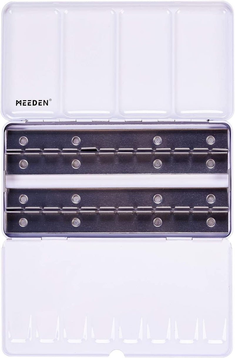 MEEDEN Empty Watercolor Tins Box Palette Paint Case | Large Colorful Tin with 52 Pcs Half Pans