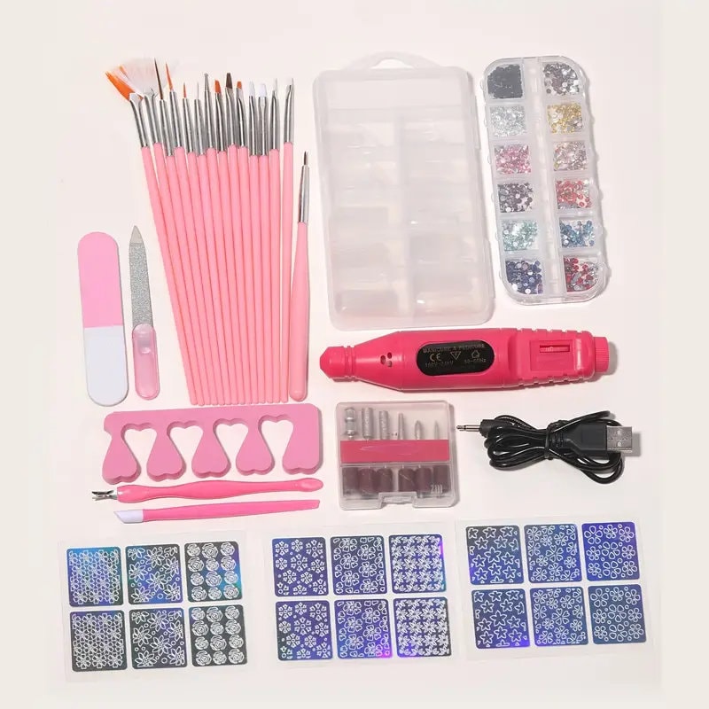 26 Pcs Professional Nail Art Tool Set And Portable Electric Nail Drill | Nail Pen Designer | 3D Nail Accessories Art Kit For Nail Art Salon