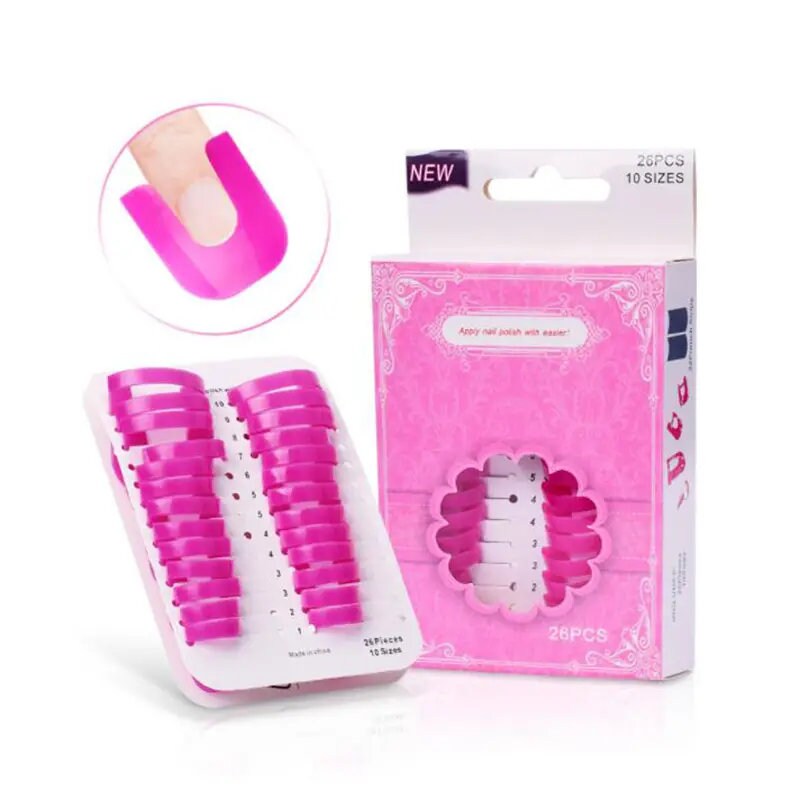 26 Pcs Rose Red UV Gel Polish Protector | Nail Art Case Design Tips Finger Cover Shield | Anti-overflow Manicure Kits Tools