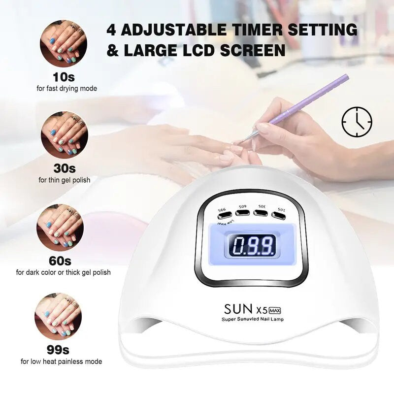 150W UV LED Nail Lamp | Professional Nail Dryer Gel Nail Polish Fast Curing Light With 4 Timer Setting Auto Sensor | Nail Art Accessories