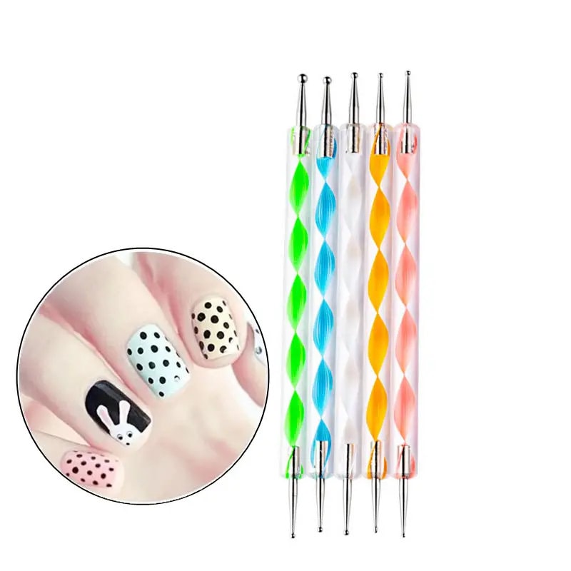 5 Pcs Dotting Pen Tool Nail Art Tip Dot Paint Manicure Kit