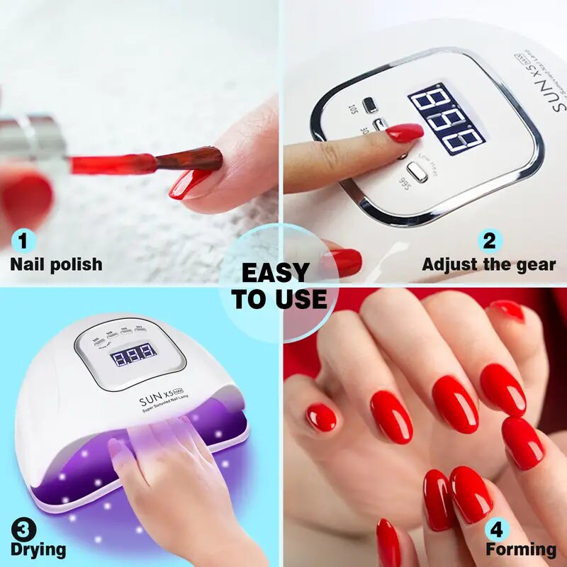 150W UV LED Nail Lamp | Professional Nail Dryer Gel Nail Polish Fast Curing Light With 4 Timer Setting Auto Sensor | Nail Art Accessories