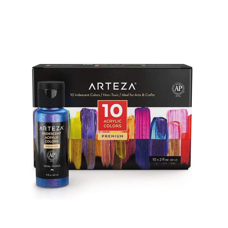 Iridescent Acrylic Paint | Set of 10 Colors Chameleon | 2 oz Bottles
