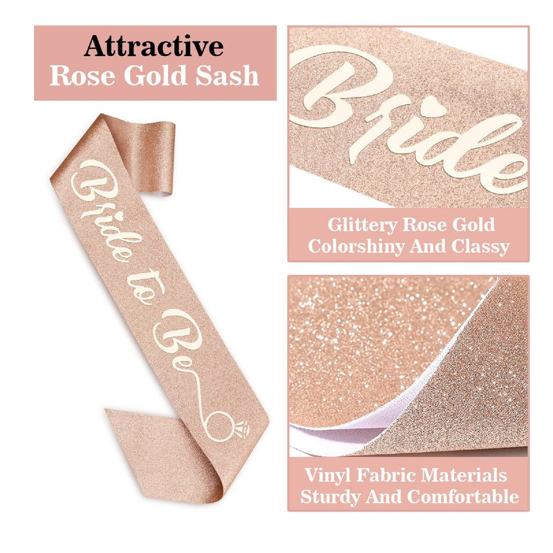 YeohJoy Rose Gold Glitter Bachelorette Party Decorations Kit | Bridal Sash | Bride's Crown