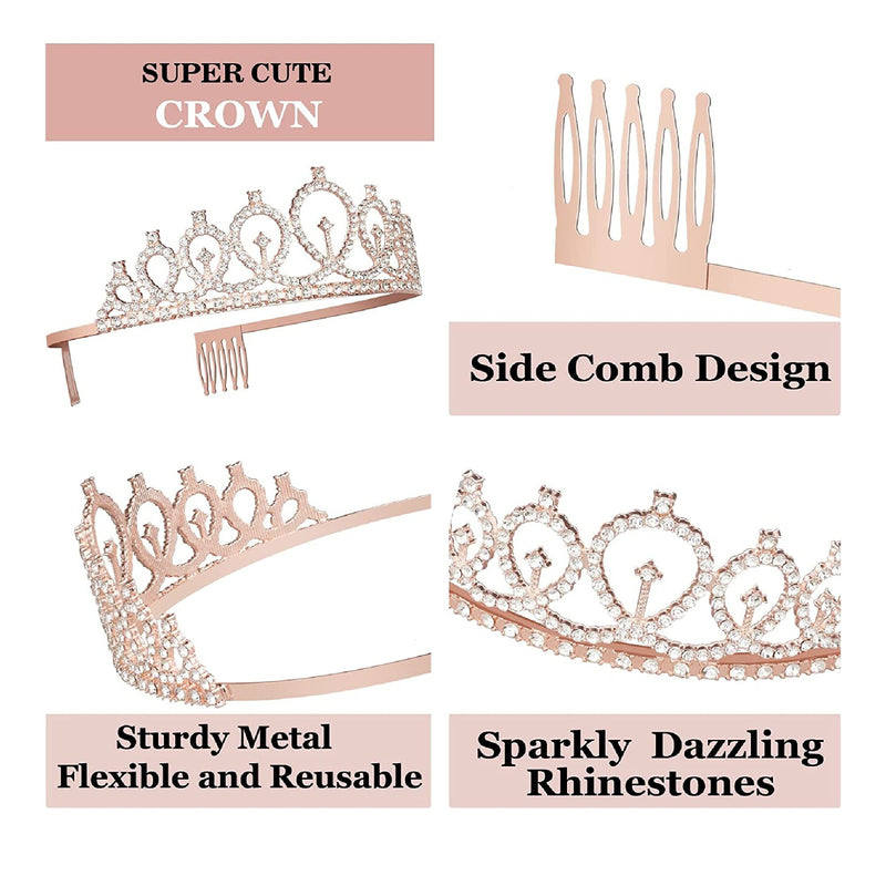 YeohJoy Rose Gold Glitter Bachelorette Party Decorations Kit | Bridal Sash | Bride's Crown