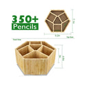 Bamboo Rotating Art Supply Organizer | 7 Sections | Hold 350+ Pencils | School Supplies Organizer for Pen