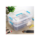 BTSKY 2 Layer Stack & Carry Box |  Plastic Multipurpose Portable Storage Container Box Handled Organizer Storage Box
