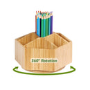 Bamboo Rotating Art Supply Organizer | 7 Sections | Hold 350+ Pencils | School Supplies Organizer for Pen