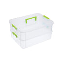 BTSKY 2 Layer Stack & Carry Box |  Plastic Multipurpose Portable Storage Container Box Handled Organizer Storage Box