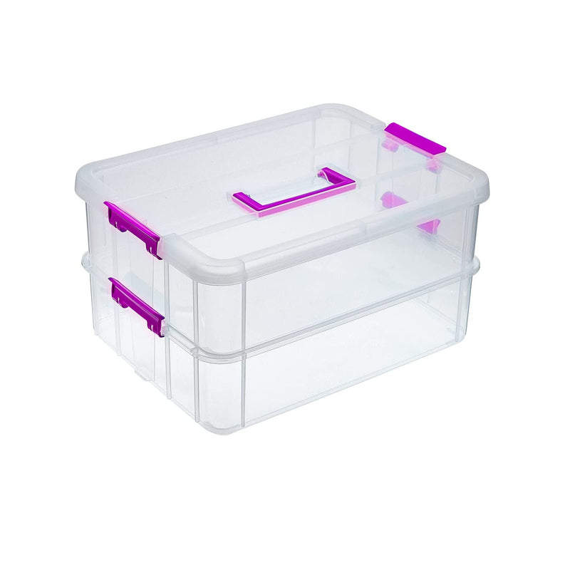  BTSKY 2 Layer Clear Plastic Dividing Storage Box with