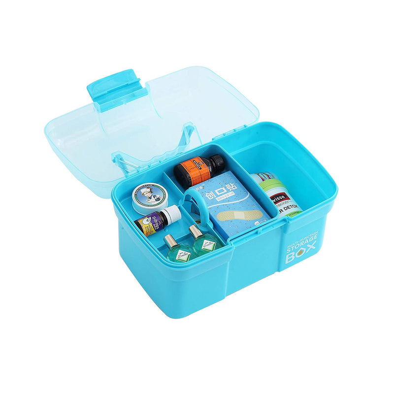 MyGift Transparent Blue Plastic Multipurpose Portable Storage Box - Sewing  Box, Tool Box, First Aid Kit and Craft Supplies Organizer Case with