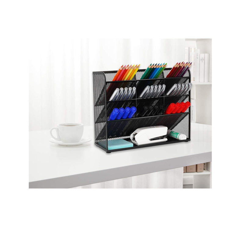 Wellerly Mesh Desk Organizer | Pencil Holder | Office Multi-Functional Desktop Organizer Collection | 9 Compartments