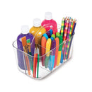 mDesign Plastic Portable Craft Storage Organizer Caddy Tote | Divided Basket Bin with Handle for Crafts | Sewing Art Supplies