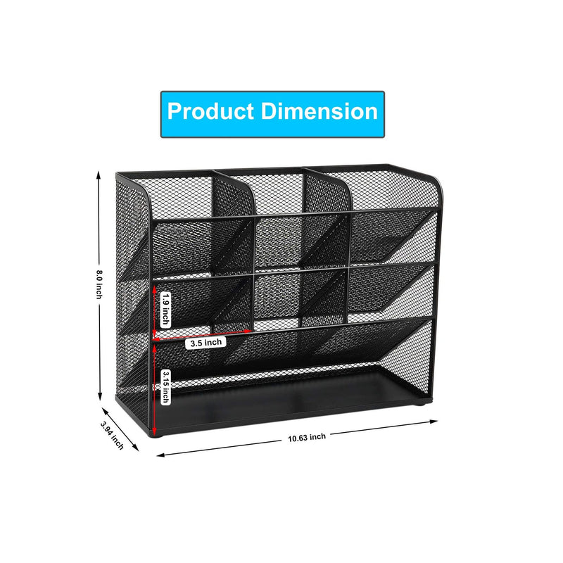 Wellerly Mesh Desk Organizer | Pencil Holder | Office Multi-Functional Desktop Organizer Collection | 9 Compartments