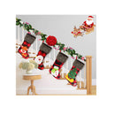 Hamsoo Christmas Stockings 4 Pack | 18" Plaid Xmas Stockings | Burlap Plaid Style with Santa Snowman Reindeer and Christmas Tree