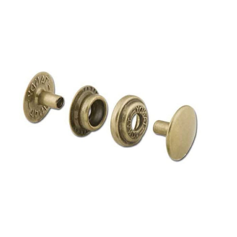Tandy Leather Line 24 Snaps Antique Brass Plate 1263-04 | 10 Pack