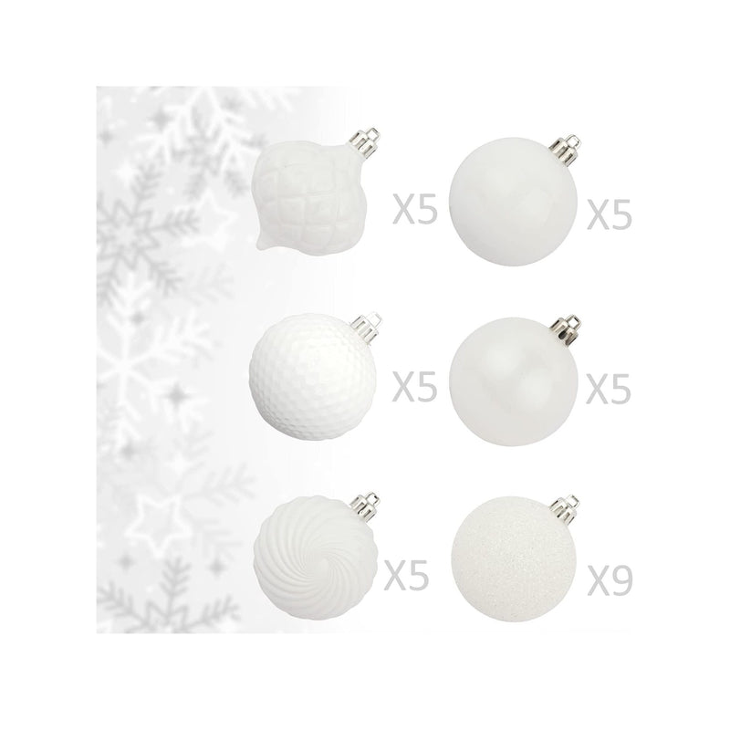 KI Store White Christmas Balls 34pcs 2.36-Inch Christmas Tree Decoration Ornaments