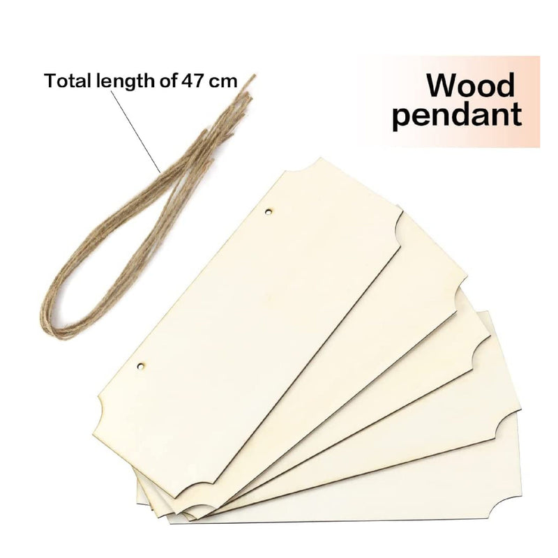 FSWCCK 10 Pieces Unfinished Blank Hanging Wooden Signs With Strings | Decorative Wooden Hanging Blank Rectangle