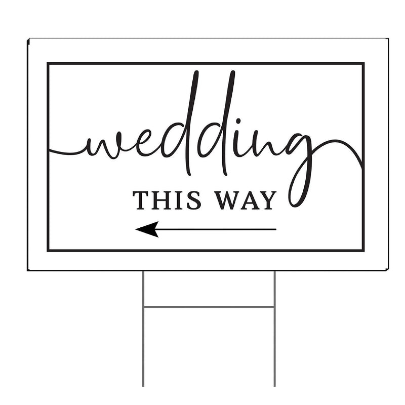 Wedding Direction Arrow Signs For Lawns | Yard | 5 | Arrow This Way Wedding | Black And White