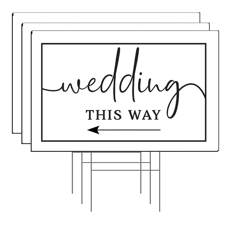 Wedding Direction Arrow Signs For Lawns | Yard | 5 | Arrow This Way Wedding | Black And White