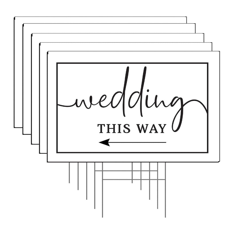 Wedding Direction Arrow Signs For Lawns | Yard | 5 | Arrow This Way Wedding | Black And White