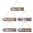 MyGift | Hanging Wedding Signs | Decorative Arrow Direction Signage | Rustic Burnt Wood Decorations For Ceremony