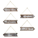 MyGift | Hanging Wedding Signs | Decorative Arrow Direction Signage | Rustic Burnt Wood Decorations For Ceremony