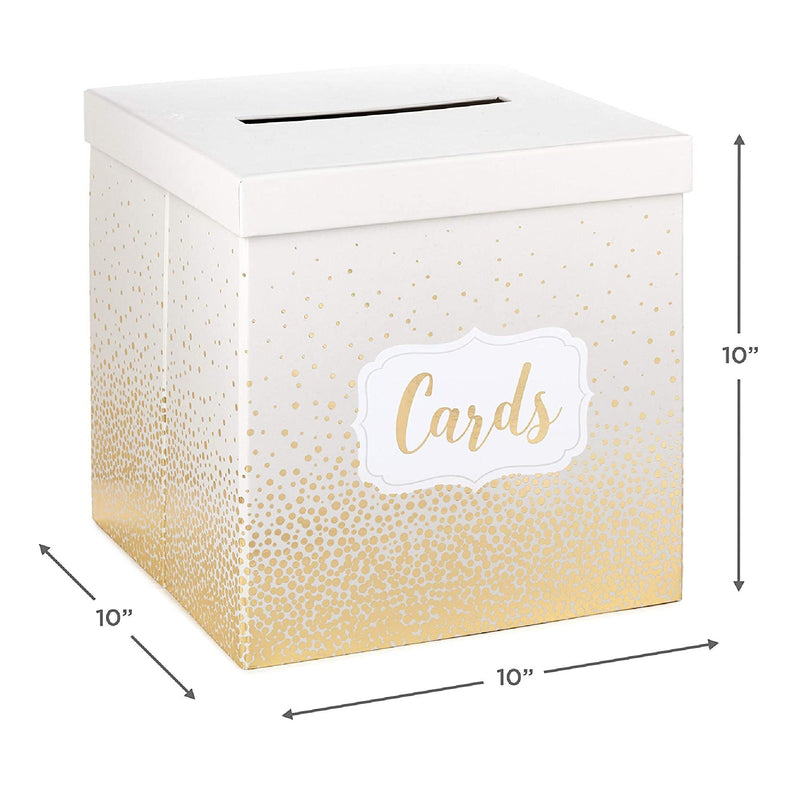 Hallmark | 10 Inch Elegant Card Receiving Box | Pearl And Golden Dots | For Weddings | Graduations | Retirements