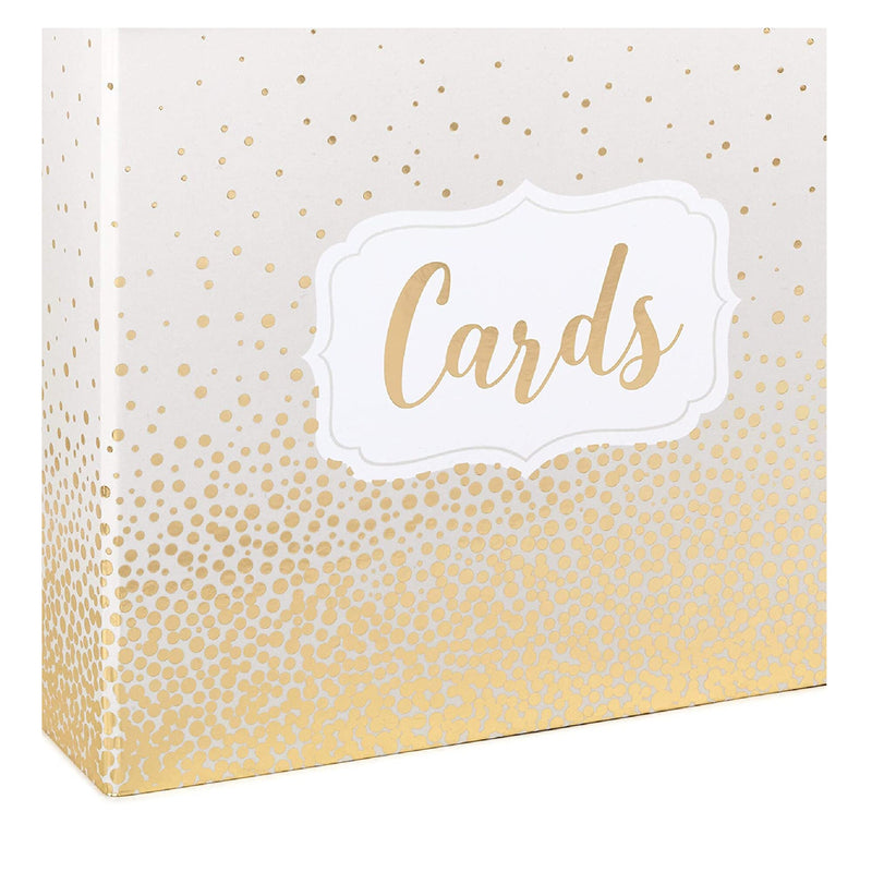Hallmark | 10 Inch Elegant Card Receiving Box | Pearl And Golden Dots | For Weddings | Graduations | Retirements