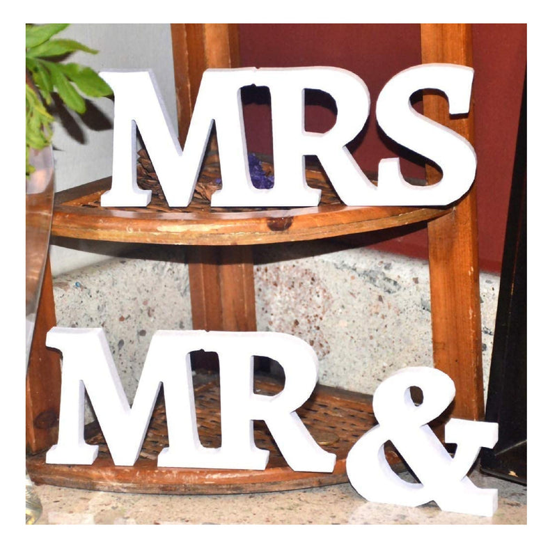 IronBuddy Mr Mrs Sign Letters 3D White Wooden Letters Wooden Decoration Mr And Mrs Letters for Party Wedding Table Decoration