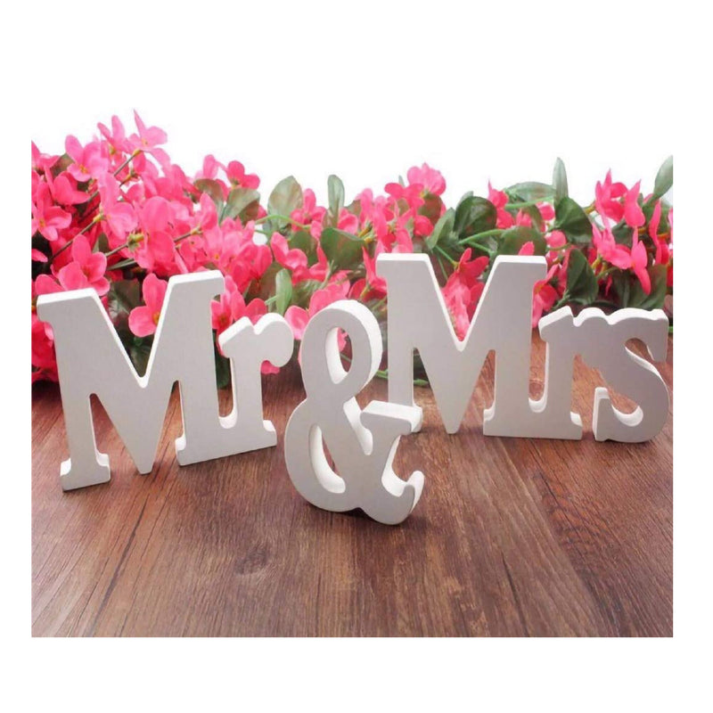 IronBuddy Mr Mrs Sign Letters 3D White Wooden Letters Wooden Decoration Mr And Mrs Letters for Party Wedding Table Decoration