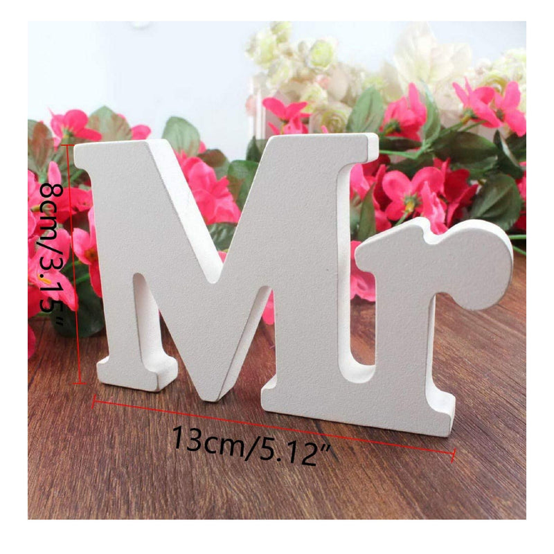 IronBuddy Mr Mrs Sign Letters 3D White Wooden Letters Wooden Decoration Mr And Mrs Letters for Party Wedding Table Decoration