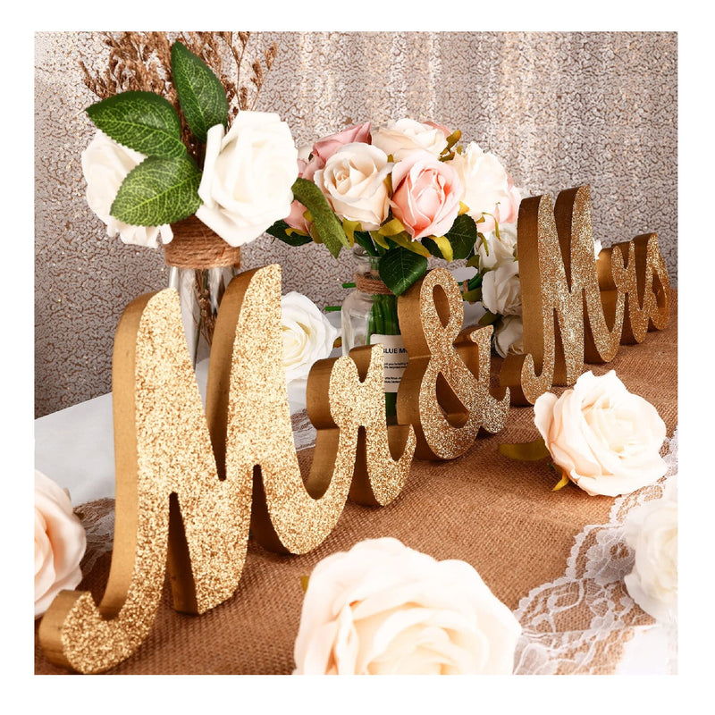 Nine To Nine - Large Mr And Mrs Wedding Table Sign | Wedding Decoration Game | Wood Letters