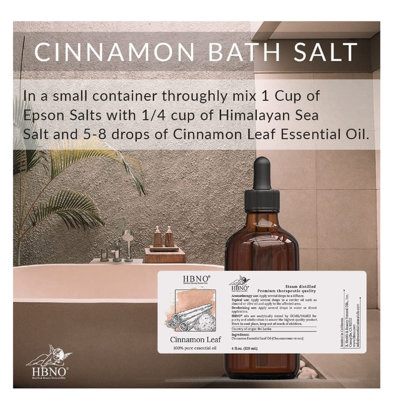 Cinnamon Leaf Essential Oil HBNO 4 oz (120 ml) | 100% Pure Cinnamon Essential Oil | Ideal for soap or candle making