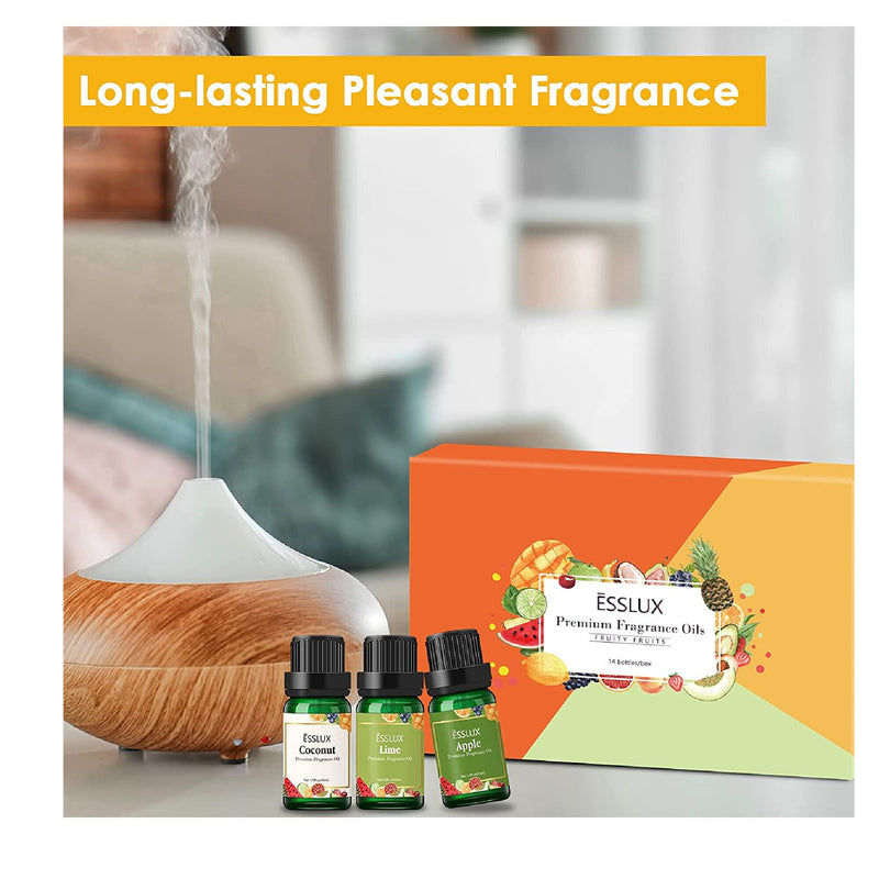 ESSLUX Fruity Fragrance Oil Set | 14 Premium Fruit Scented Oils For Diffuser | Scents To Make Soap Candles